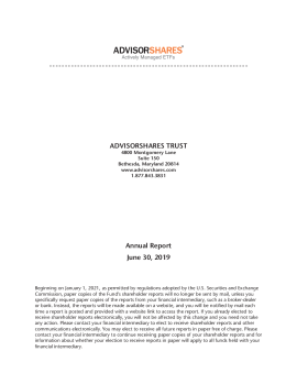 AdvisorShares Annual Report June 30 2019